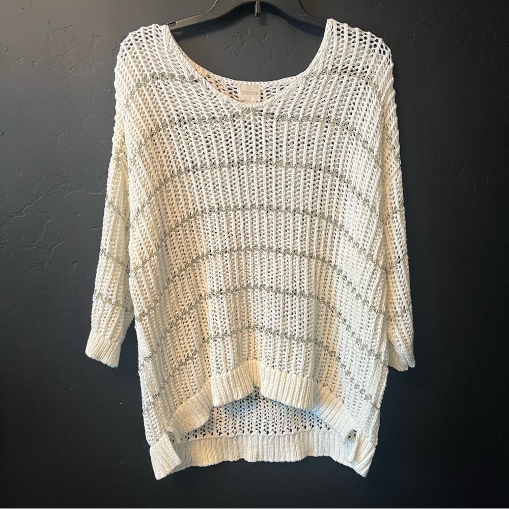 Chicos sweaters Size: 3 Color: off white/ silver